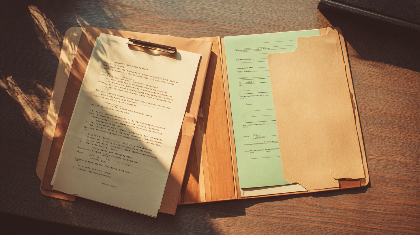 Immigration and criminal legal files on a Santa Ana attorney's desk.