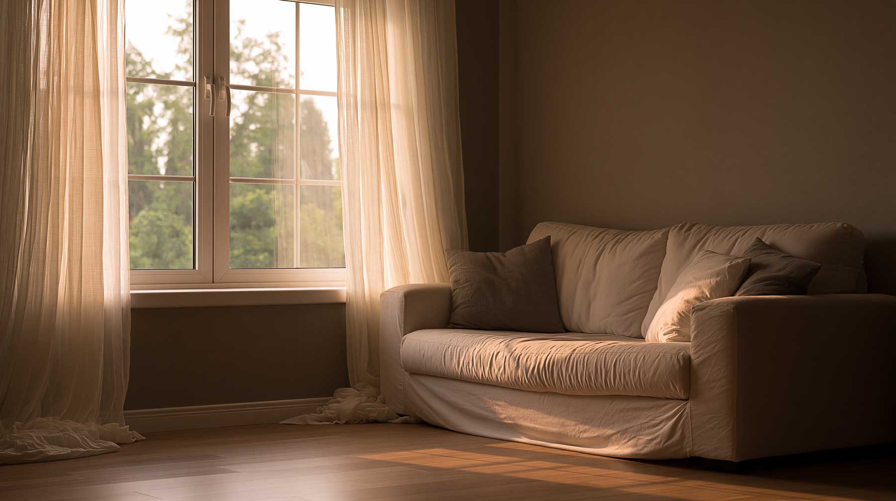 Penal Code 273.5 Domestic Violence. Living room Quiet empty living room representing a California Penal Code 273.5 domestic violence case
